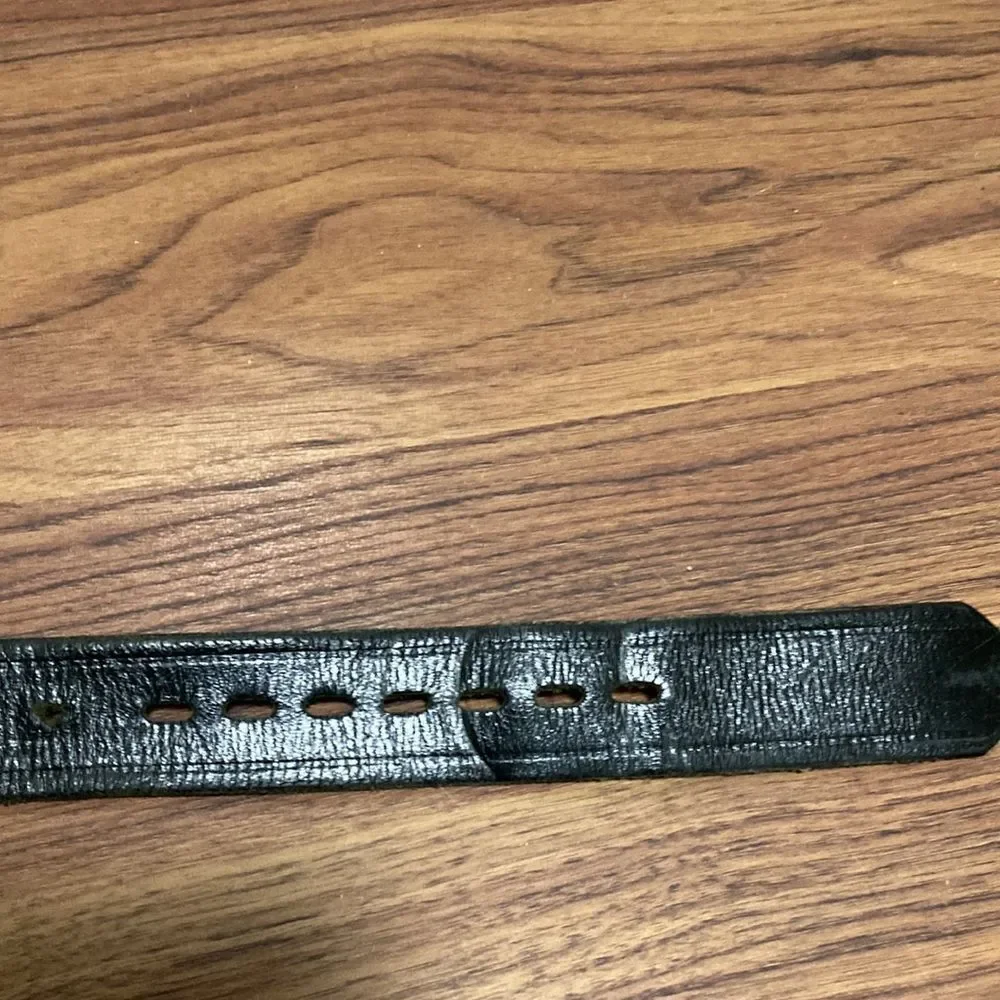 Genuine Black Leather Mens Belt with Brass Buckle. Size 38. Made in USA.